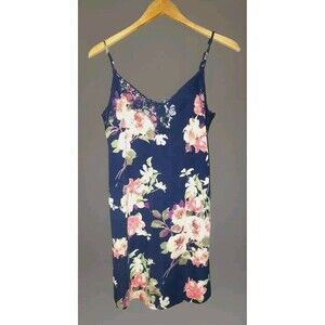 Soprano Nightgown Women's  Small Blue Floral Lace Lined  NWT